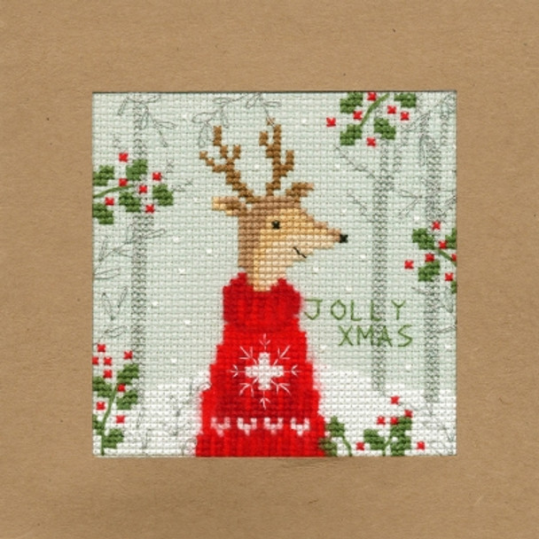 BTXMAS12 Xmas Deer - Christmas Cards  Karen Tye Bentley Bothy Threads Counted Cross Stitch KIT