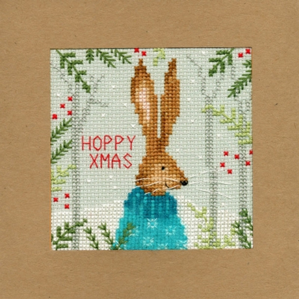 BTXMAS10 Xmas Hare - Christmas Cards  Karen Tye Bentley Bothy Threads Counted Cross Stitch KIT