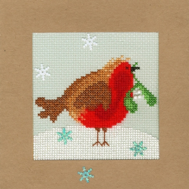 BTXMAS14 Snowy Robin - Christmas Cards  Karen Tye Bentley Bothy Threads Counted Cross Stitch KIT