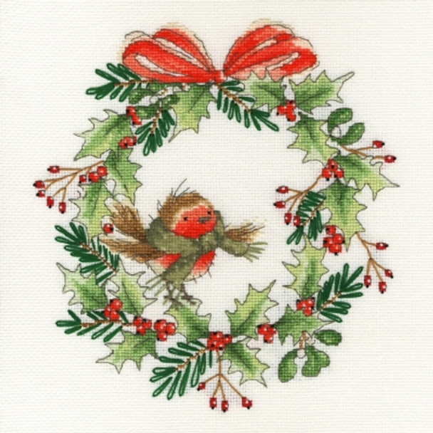 BTXX14 Robin Wreath - Nicola Mason - Christmas Bothy Threads Counted Cross Stitch KIT