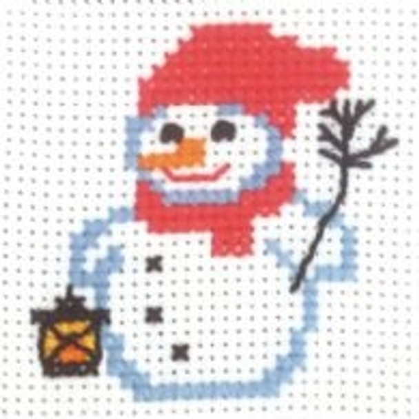 140209 Snowman with Lantern Candle Cross Stitch Kit Permin