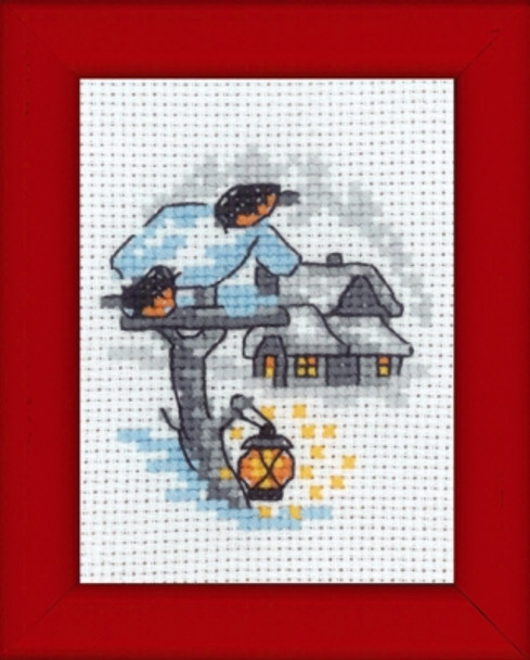 149281 Permin Cross Stitch Kit Bird Board Picture - Mini Kit