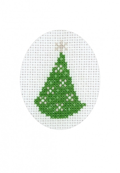 177205 Pinetree with Stars - Card Permin Counted Cross Stitch Kit 