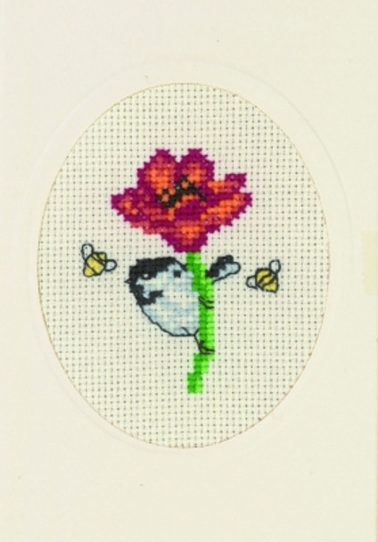 179102 Poppy - Flower Card Permin Counted Cross Stitch Kit 
