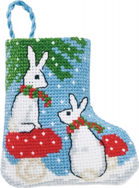 19218 Rabbits Stocking Permin Counted Cross Stitch Kit 