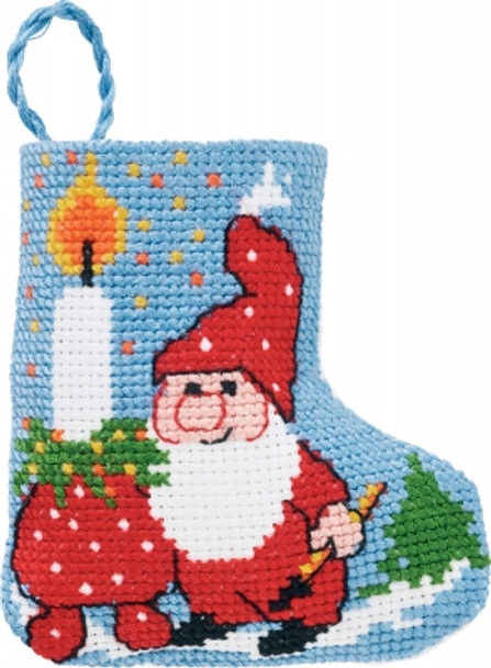 19219 Candle & Elf Stocking Permin Counted Cross Stitch Kit 