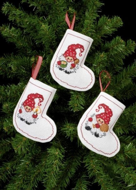 217240 3 Elfs Ornaments Permin Counted Cross Stitch Kit 