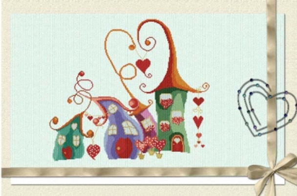 AAN409 SC Valentine Village 12 7/8"w x 11 1/2"h Alessandra Adelaide Needleworks