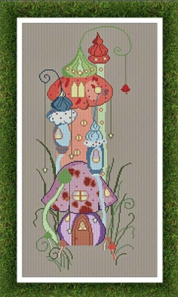 AAN454 Tower of Mushrooms Village Alessandra Adelaide Needleworks