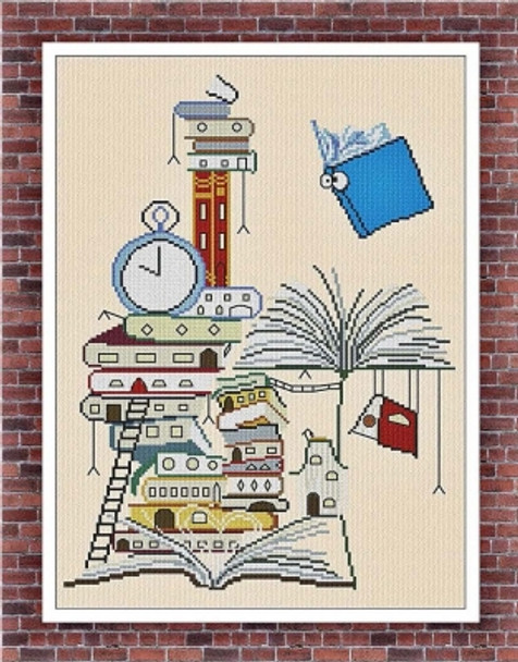 AAN521 Torre Del Borgo Dei Libri (Tower of the Village of Books) Alessandra Adelaide Needleworks