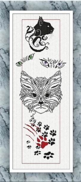 AAN623 Black Cat Banner 134 x 379 Alessandra Adelaide Needleworks