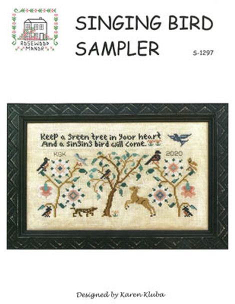 Singing Bird Sampler 158w x 88h by Rosewood Manor Designs 21-1131 YT