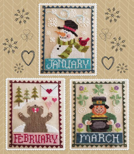 Monthly Trios 58w x 78h - January, February, March by Waxing Moon Designs 20-2984 YT
