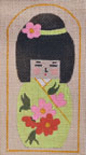 AW-34 Large Floral Geisha  21⁄4x51⁄4 With Stitch Guide ANN WINN 18 Mesh