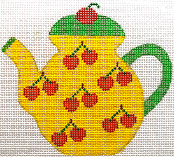 HB-301 Teapot - Cherries 41⁄2x31⁄2 18 Mesh Stitch Guide Included Mesh Hummingbird Designs