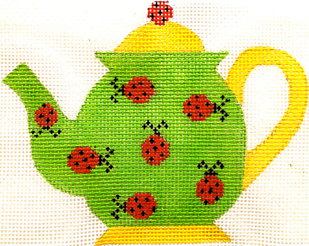 HB-302 Teapot - Ladybugs 41⁄2x31⁄2 118 Mesh Stitch Guide Included Mesh Hummingbird Designs