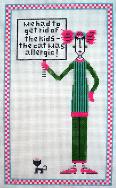 JH-09 The Cat Was Allergic 51⁄2x91⁄4 18 Mesh With Stitch Guide JOEY HEIBURG-DOLLY MAMA