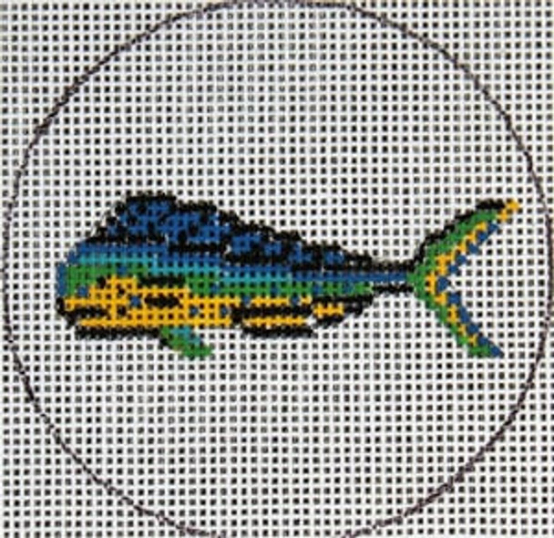 FL-109b Salt water Dolphin With Flask 18 Mesh 3" Round The Meredith Collection