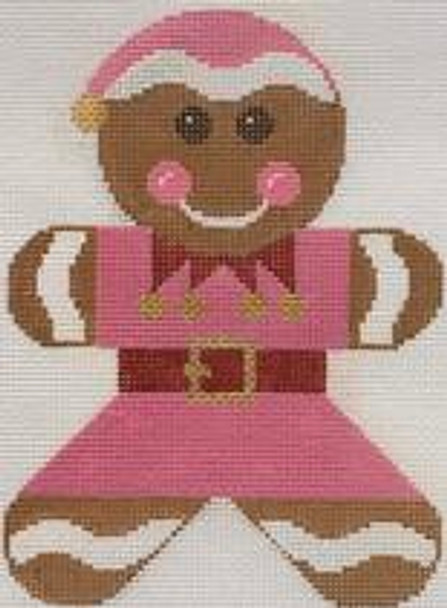 RD 200-13 Mini Gingerbread Elf Girl 18M 6.5"x4.5"  Rachel Donley Needlepoint Designs