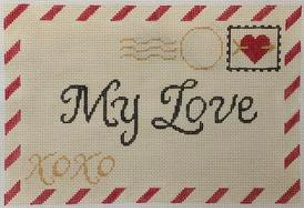 RD 291 Small Love Letter 18M 5.5" x 8.5"  Rachel Donley Needlepoint Designs