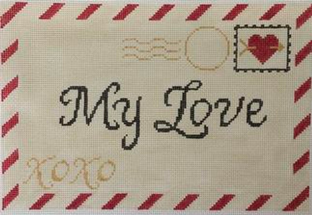 RD 292 Large Love Letter 13M 8.5" x 11.5" Add a name and date  Rachel Donley Needlepoint Designs