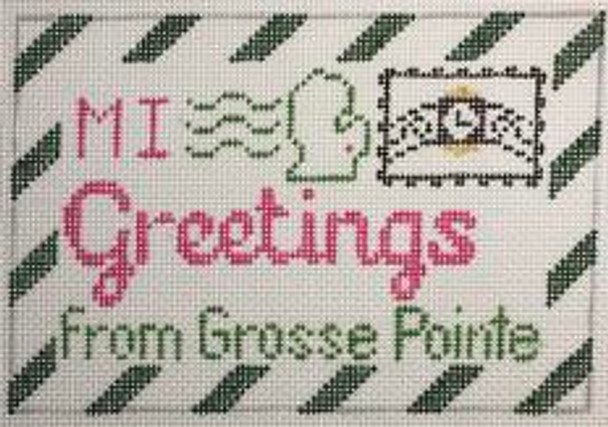 RD 201 Grosse Pointe Mini Letter 18M 3.5"x5.5"  Rachel Donley Needlepoint Designs