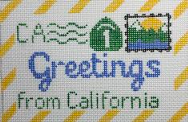 RD 296 California Mini Letter 18M 3.5"x5.5"Rachel Donley Needlepoint Designs