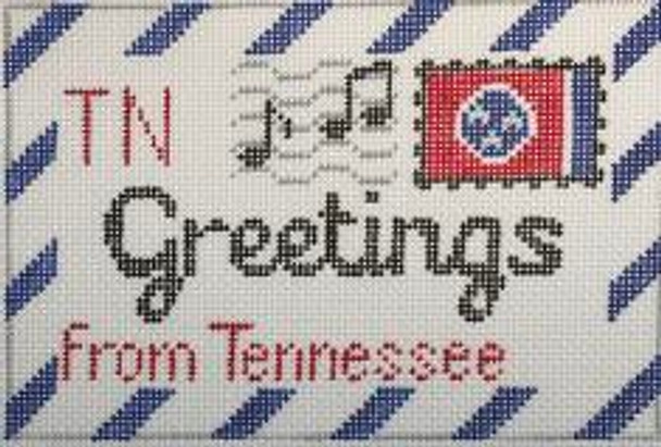 RD 297 Tennessee Mini Letter 18M 3.5"x5.5"  Rachel Donley Needlepoint Designs