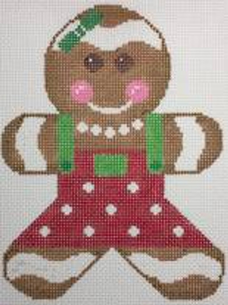 RD 200-2 Mini Gingerbread Girl – Red & Green 18M 6.5"x4.5" Rachel Donley Needlepoint Designs