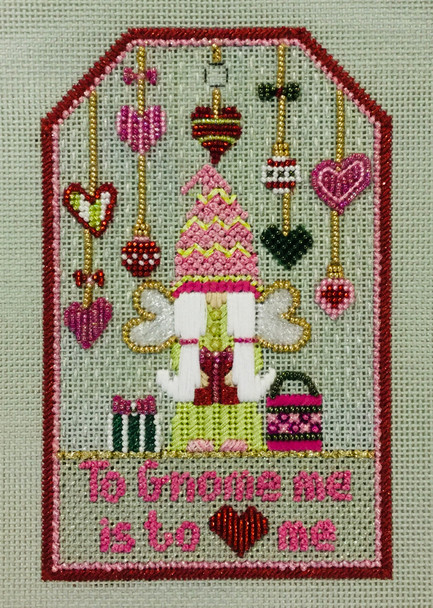 TAG To Gnome Me is to Love Me  5.5” x 3.5” 18 Mesh Sew Much Fun