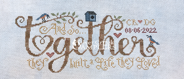 Built on Love 163 x 71 Uses Weeks Dye Works and DMC Silver Creek Samplers YT wSV112