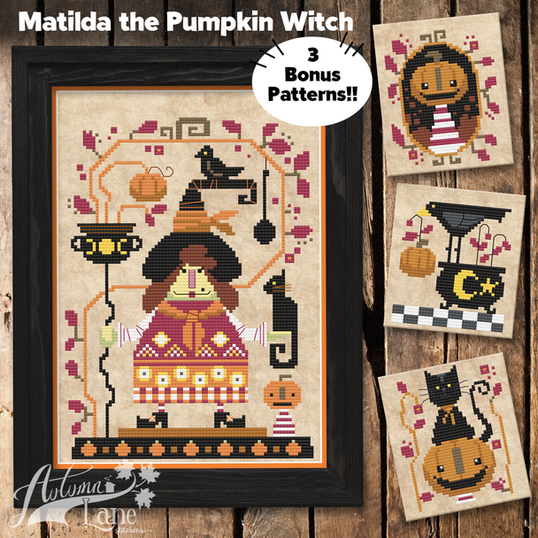Matilda The Pumpkin Witch Autumn Lane Stitchery