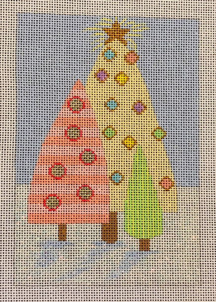 CH301A Christmas Tree Forest Pastel 4x6 18 Mesh EyeCandy Needleart