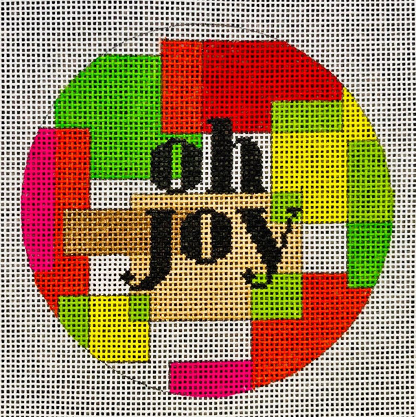 CH406OJ Merry Words Series - Oh Joy Orn. 4dia 18  Mesh 5.25 x 27  EyeCandy Needleart