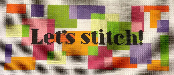 G117LS Mod Words "Let's Stitch!" 3.5 x 9.25 18 Mesh EyeCandy Needleart