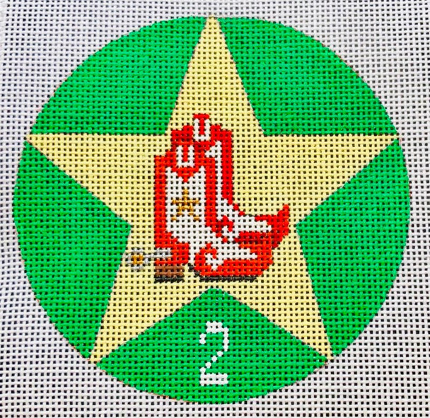 T-CH2 12 Days of Texas 2 - Cowboy Boots  4" dia 18 Mesh EyeCandy Needleart