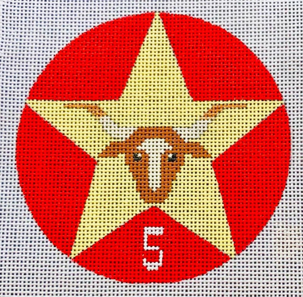 T-CH5 12 Days of Texas 5 - Longhorn  4" dia 18 Mesh EyeCandy Needleart