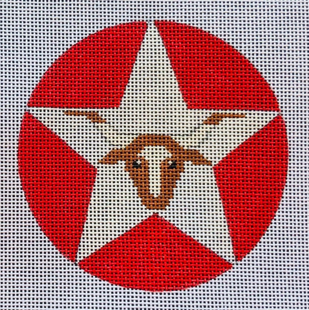 T-CH5 T Texas Ornaments - Longhorn  4" dia 18 Mesh EyeCandy Needleart