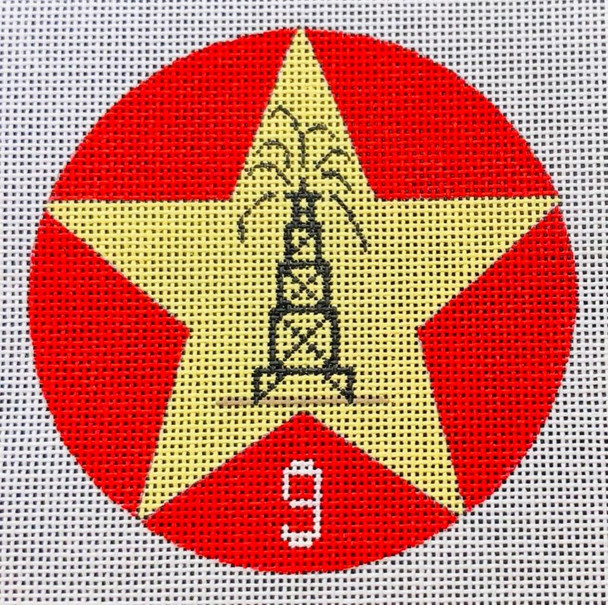 T-CH9 12 Days of Texas 9 - Oil Well 4" dia 18 Mesh EyeCandy Needleart