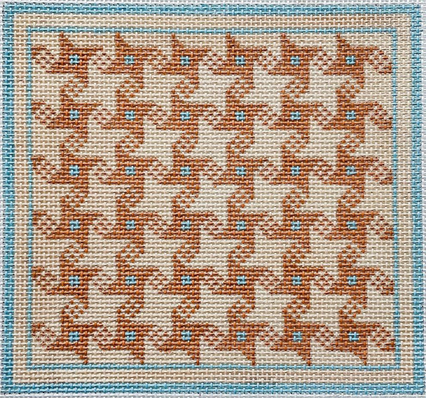 Hello Tess Designs HT112 Country Quilted Geometric  7”W x 6.5”H on 13 mesh