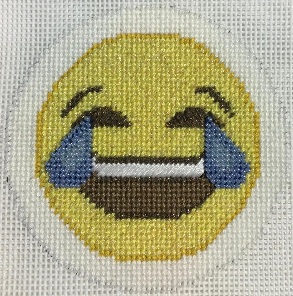 EMOJI ROUND Laughing 3.25” x 3.25” 18 Mesh Sew Much Fun