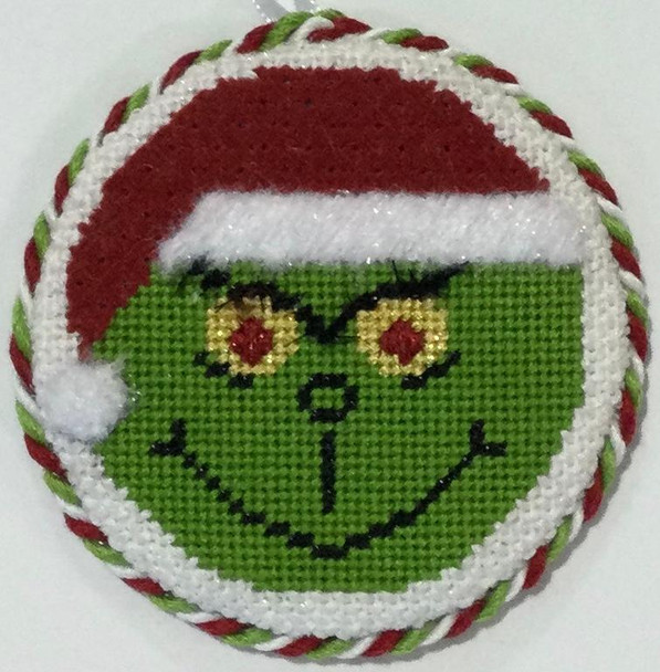 EMOJI CHRISTMAS Green Monster 3.25” x 3.25” 18 Mesh Sew Much Fun