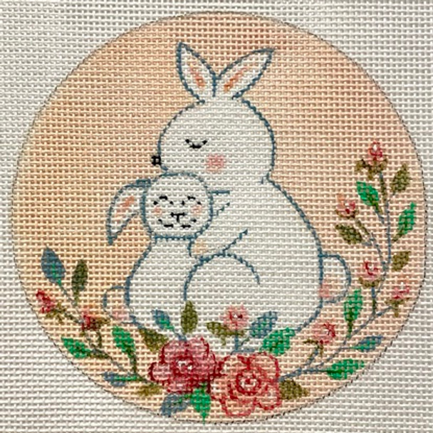 APX475 BABY BUNNY FIRST CHRISTMAS  4” Round 18 Mesh Alice Peterson Designs