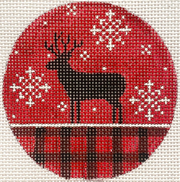 APX472 Deer AND RED PLAID  4” Round 13 Mesh Alice Peterson Designs