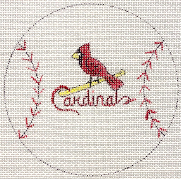 APX465 ST LOUIS CARDINALS BASEBALL  4” Round 18 Mesh Alice Peterson Designs