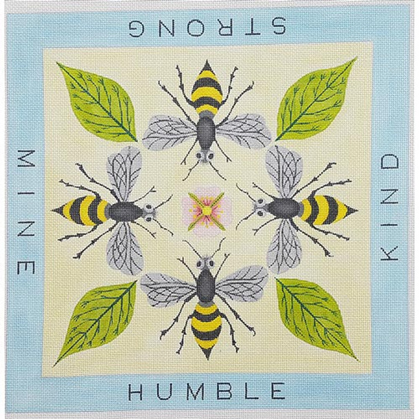 ZE691 Bee Mine, Kind, Humble , Strong 11.75″ square 13 Mesh Zecca