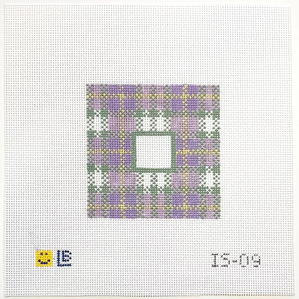 IS-09 Purple Plaid (Lavender Fields) - Square Insert 3.25w x 3.25h 18 Mesh  LAUREN BLOCH DESIGNS