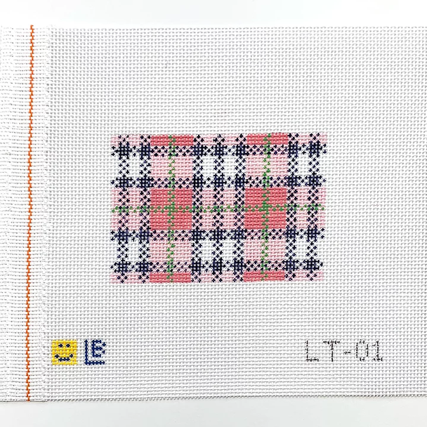 LT-01 Pink Plaid (Lilly Pulitzer) - Small Insert 3.25w x 2.25h 18 Mesh  LAUREN BLOCH DESIGNS