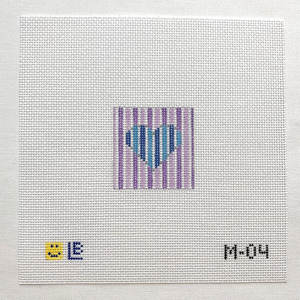 M-04 Blue Heart-Lilac Stripes2wx2h 18 Mesh  LAUREN BLOCH DESIGNS