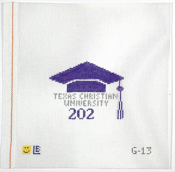 G-13 Graduation Cap - Texas Christian University (TX) 3.5w x 3h  18 Mesh  LAUREN BLOCH DESIGNS